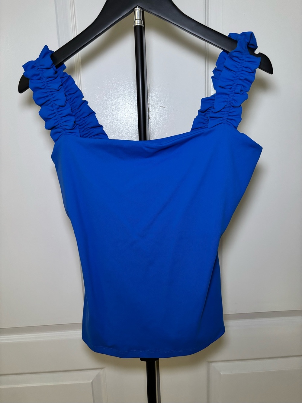 Susana Monaco Royal Blue Ruffle Strap Tank Top